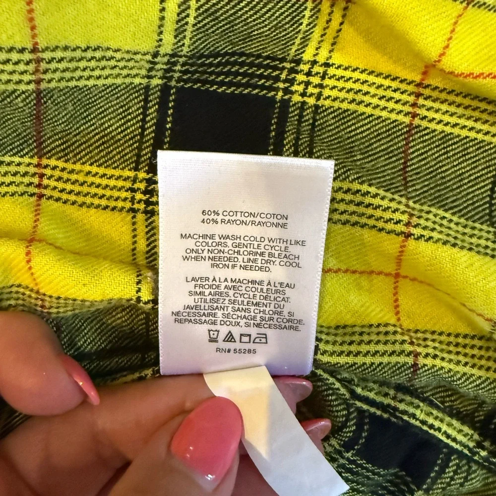 Bright Yellow and Black Plaid Shirt - Picture 4 of 4